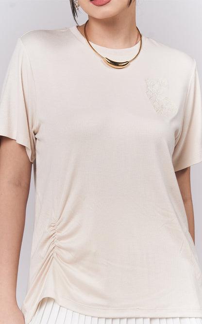 Jacey Short Sleeve Top (Cream)