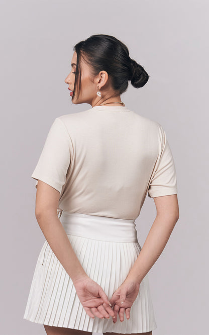 Jacey Short Sleeve Top (Cream)