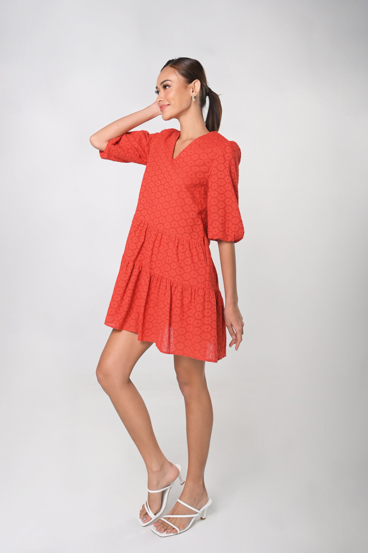 Secret Garden Jaimee Short Sleeve Dress (Red)