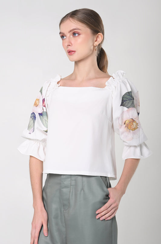 Secret Garden Jaina Quarter Sleeve Top (OffWhite)