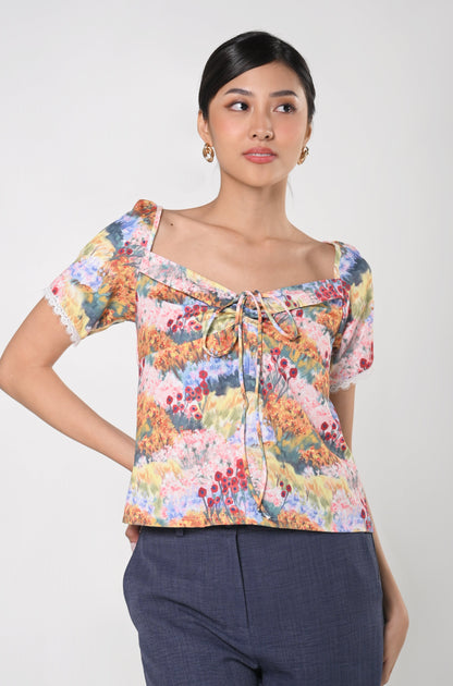 Secret Garden Janeya Short Sleeve Top (Multi)