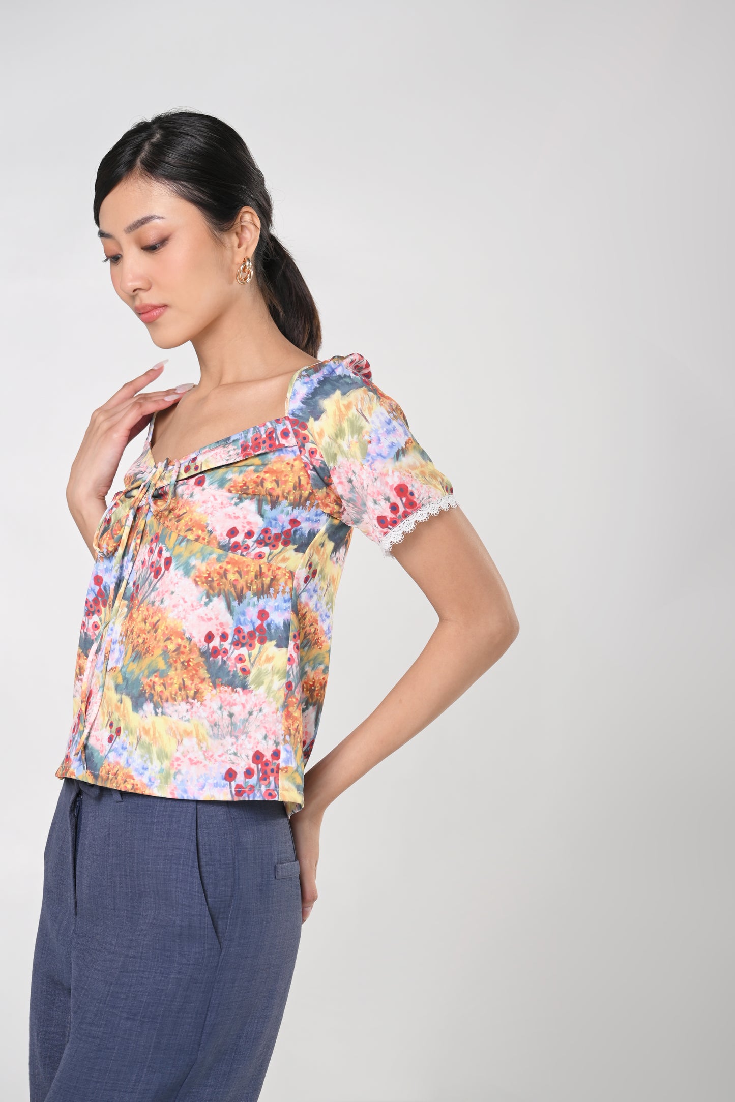 Secret Garden Janeya Short Sleeve Top (Multi)