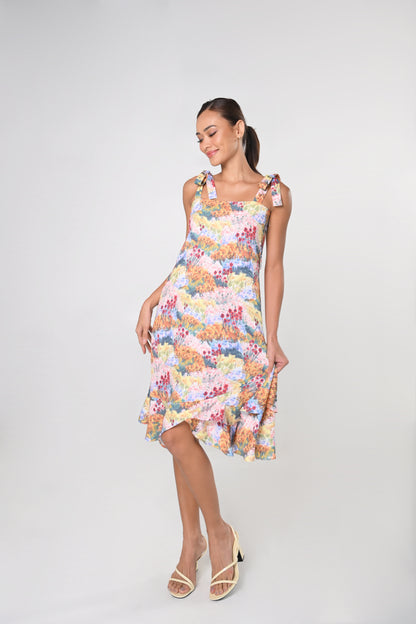 Secret Garden Janeya Sleeveless Dress with Sash Belt (Multi)