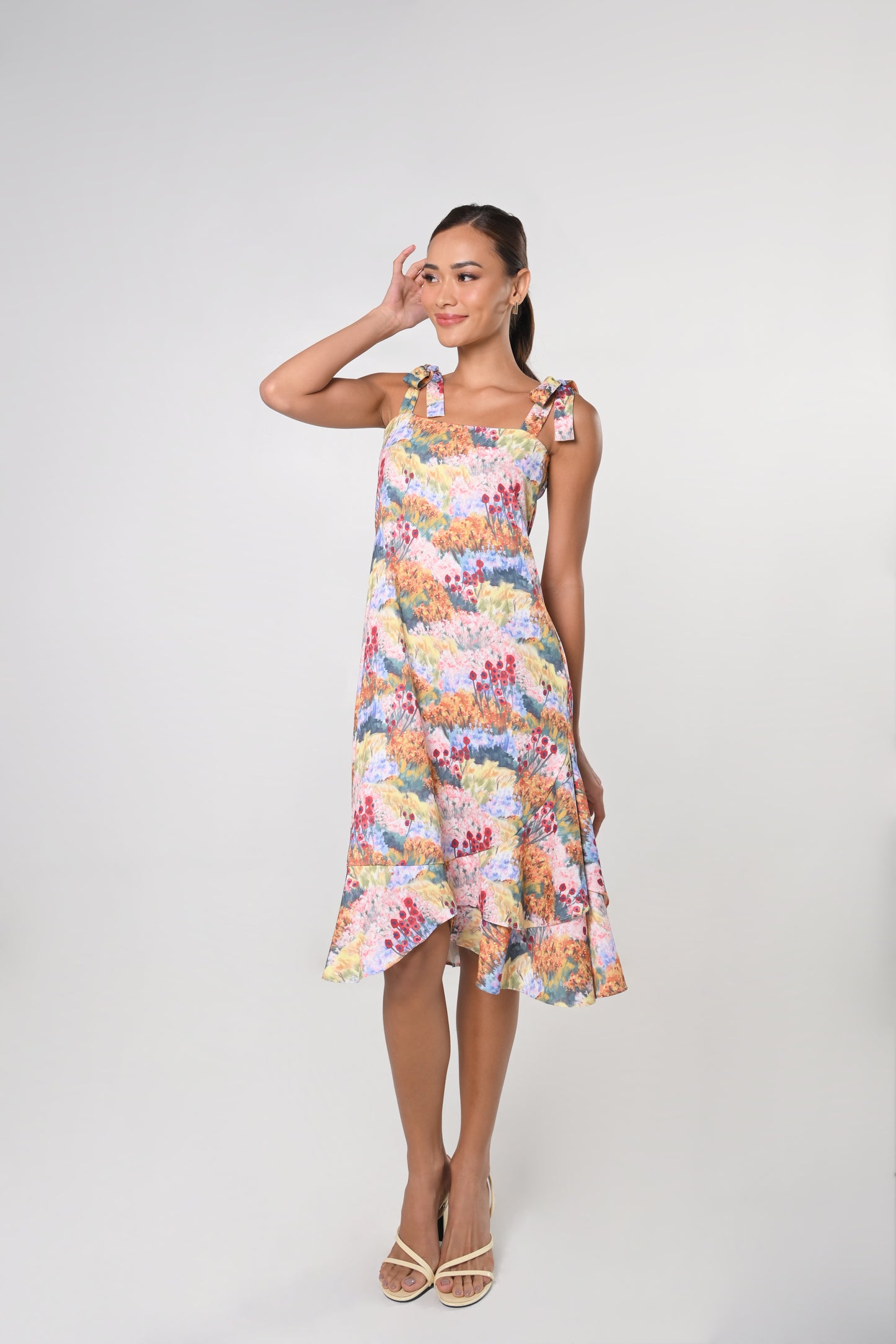 Secret Garden Janeya Sleeveless Dress with Sash Belt (Multi)