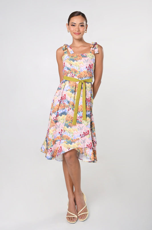 Secret Garden Janeya Sleeveless Dress with Sash Belt (Multi)