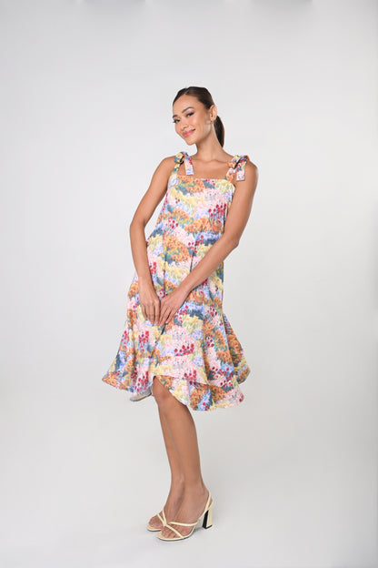 Secret Garden Janeya Sleeveless Dress with Sash Belt (Multi)