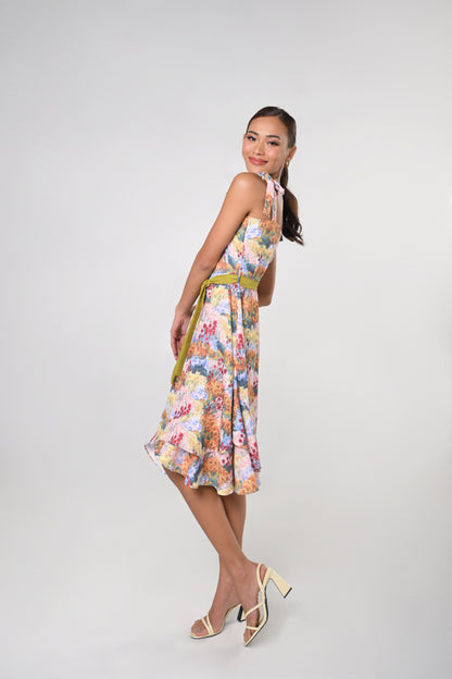 Secret Garden Janeya Sleeveless Dress with Sash Belt (Multi)