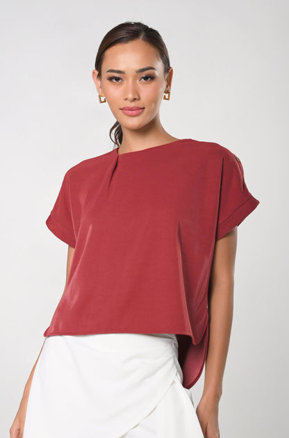 Secret Garden Janiel Short Sleeve Top (Maroon)