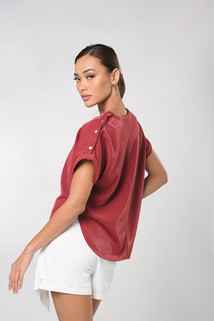 Secret Garden Janiel Short Sleeve Top (Maroon)