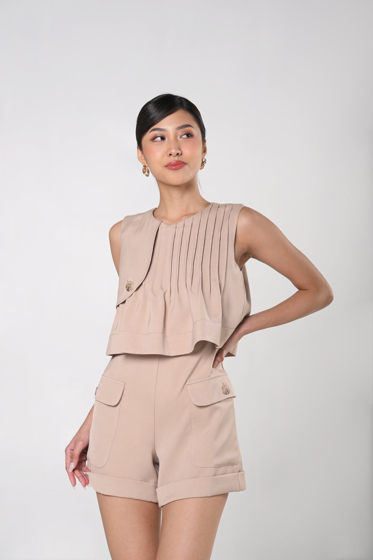 Secret Garden Jazz Sleeveless Playsuit (Khaki)