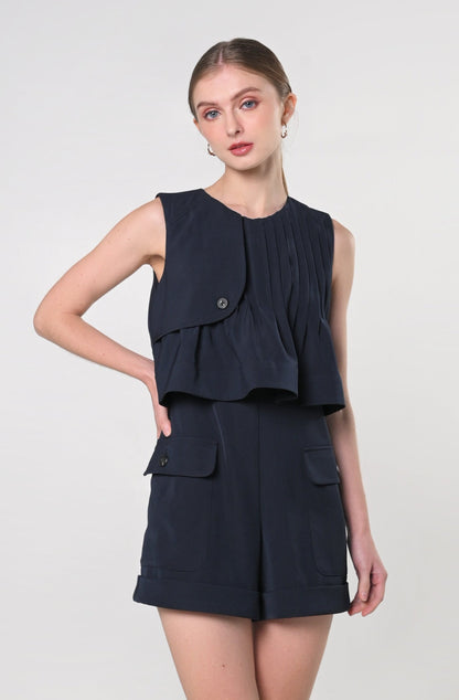 Secret Garden Jazz Sleeveless Playsuit (Navy)