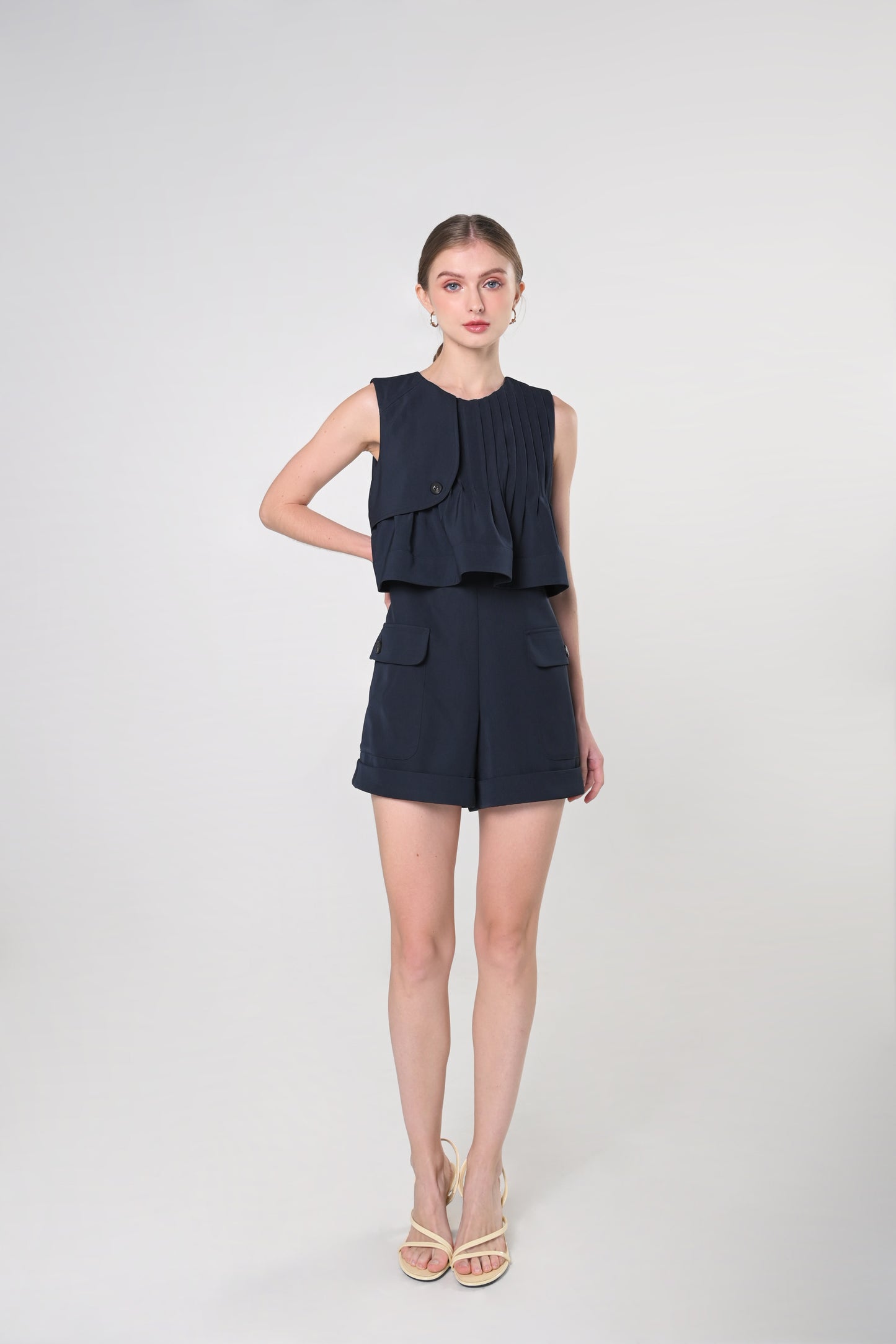 Secret Garden Jazz Sleeveless Playsuit (Navy)