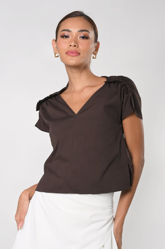 Secret Garden Jenn Short Sleeve Top (Brown)