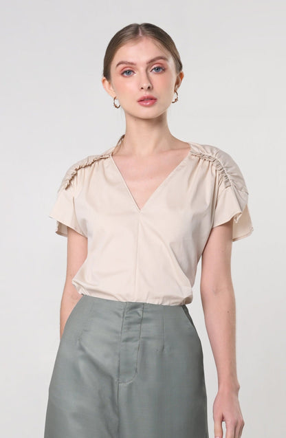 Secret Garden Jenn Short Sleeve Top (Beige)