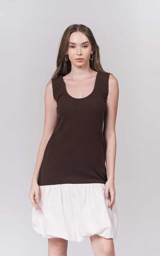 Jenner Sleeveless Dress (Brown)