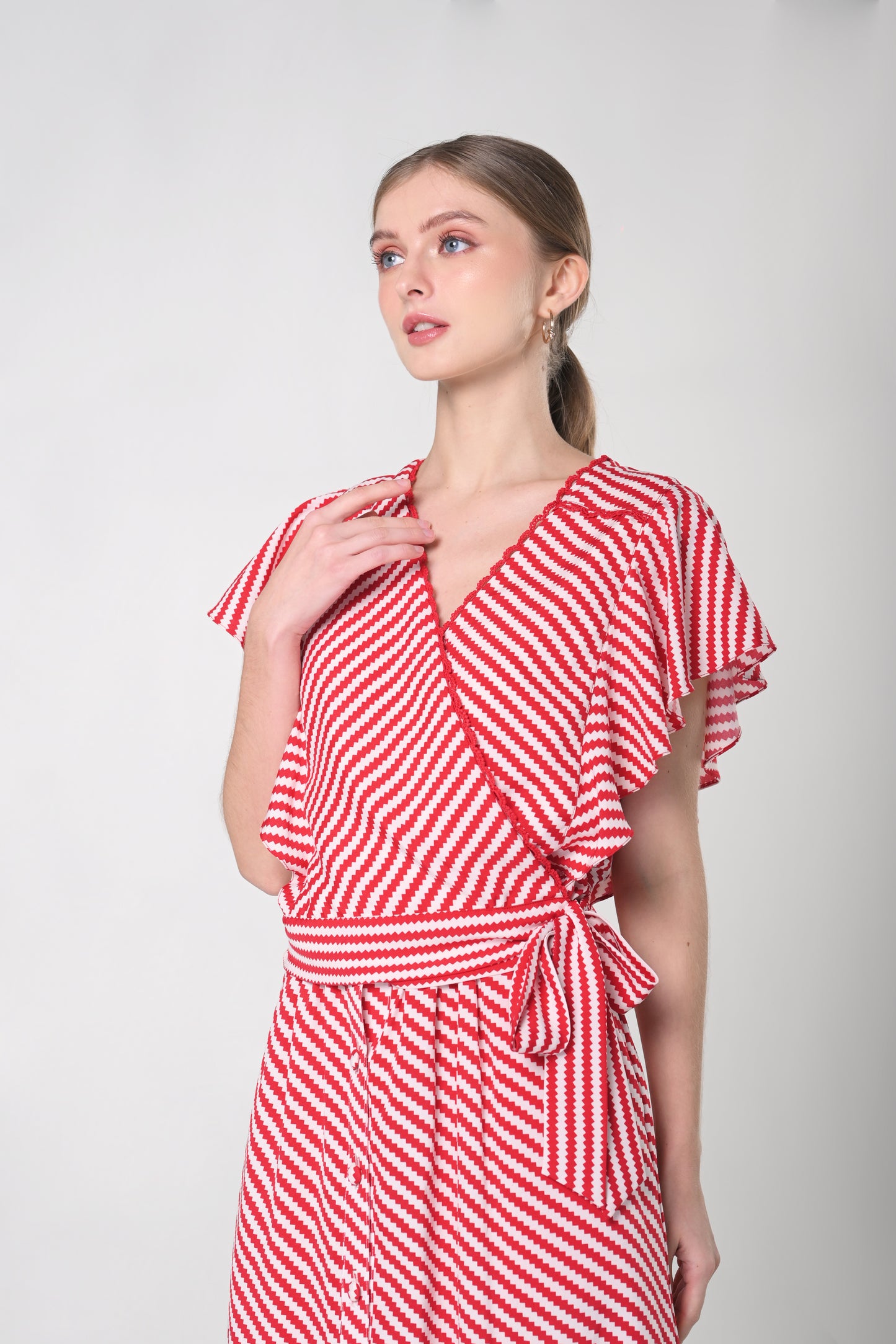 Secret Garden Jhane Short Sleeve Top (Red/White)