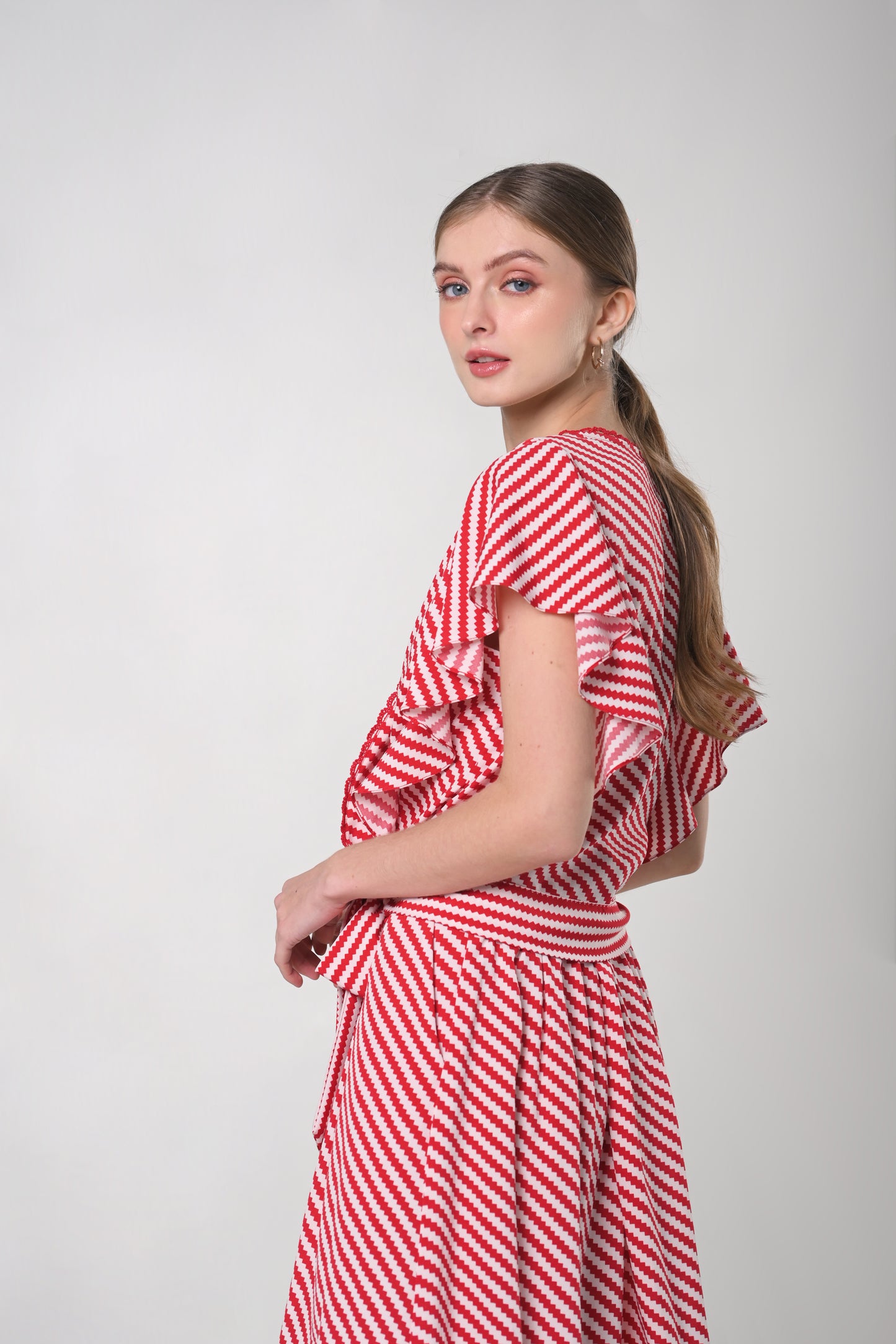 Secret Garden Jhane Short Sleeve Top (Red/White)