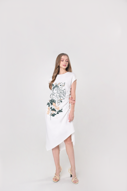 Wonderland Kalice Short Sleeve Dress (White)