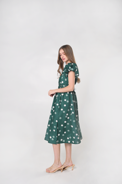 Wonderland Karou Short Sleeve Dress (Green/White)