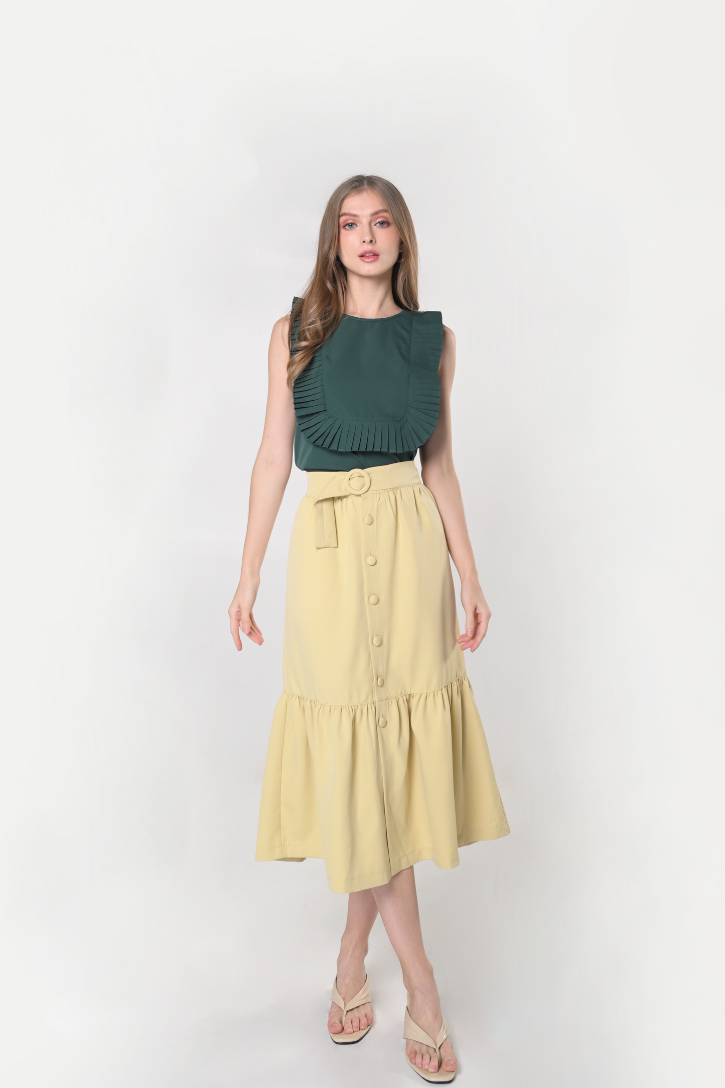 Wonderland Kleo Sleeveless Top (Dark Green)