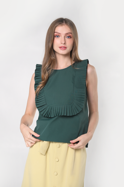 Wonderland Kleo Sleeveless Top (Dark Green)