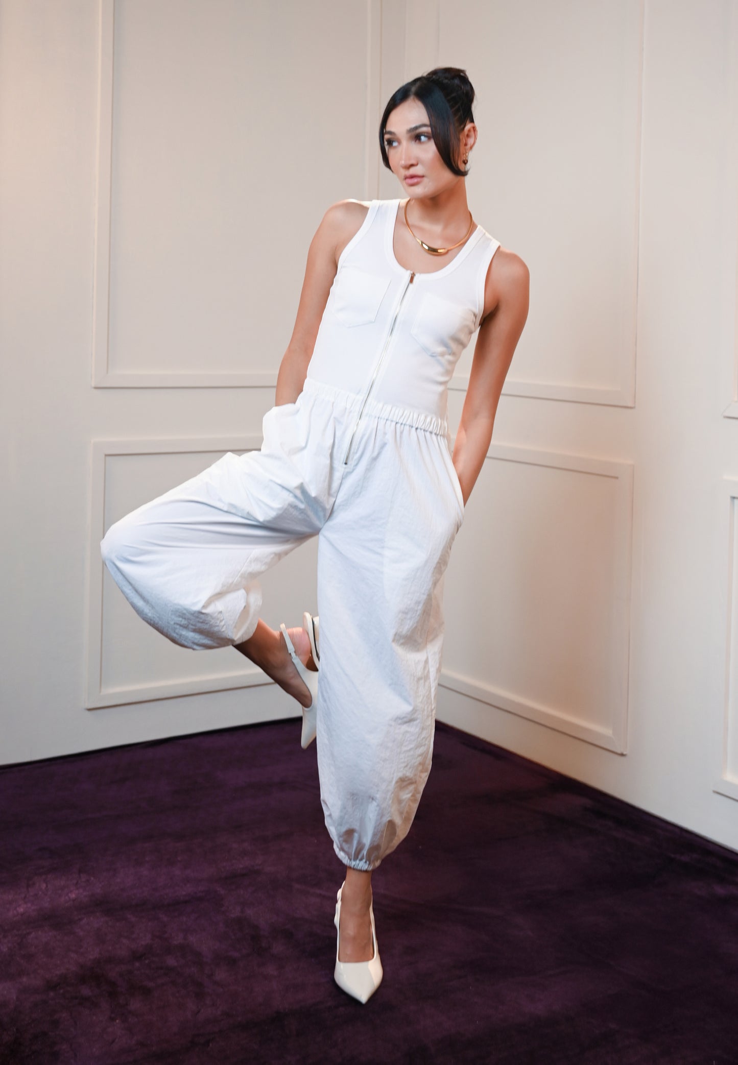 Holiday 2025 Jugger Sleeveless Pantsuit  (White)