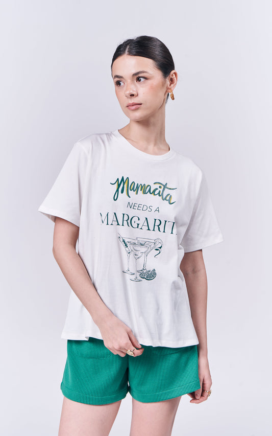 Summer Tees 2025 Margarita Short Sleeve Shirt Top (Offwhite)