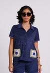 Archetype Summer Essentials Monroe Short Sleeve Top (Spot Print Navy)