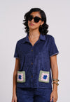 Archetype Summer Essentials Monroe Short Sleeve Top (Spot Print Navy)