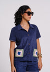 Archetype Summer Essentials Monroe Short Sleeve Top (Spot Print Navy)