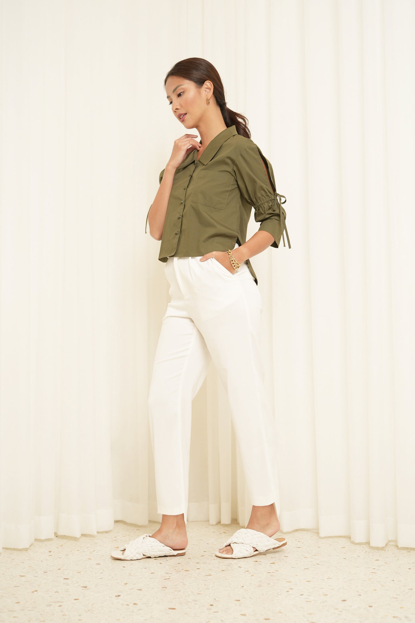 Fadia 5/8 Top (Olive)