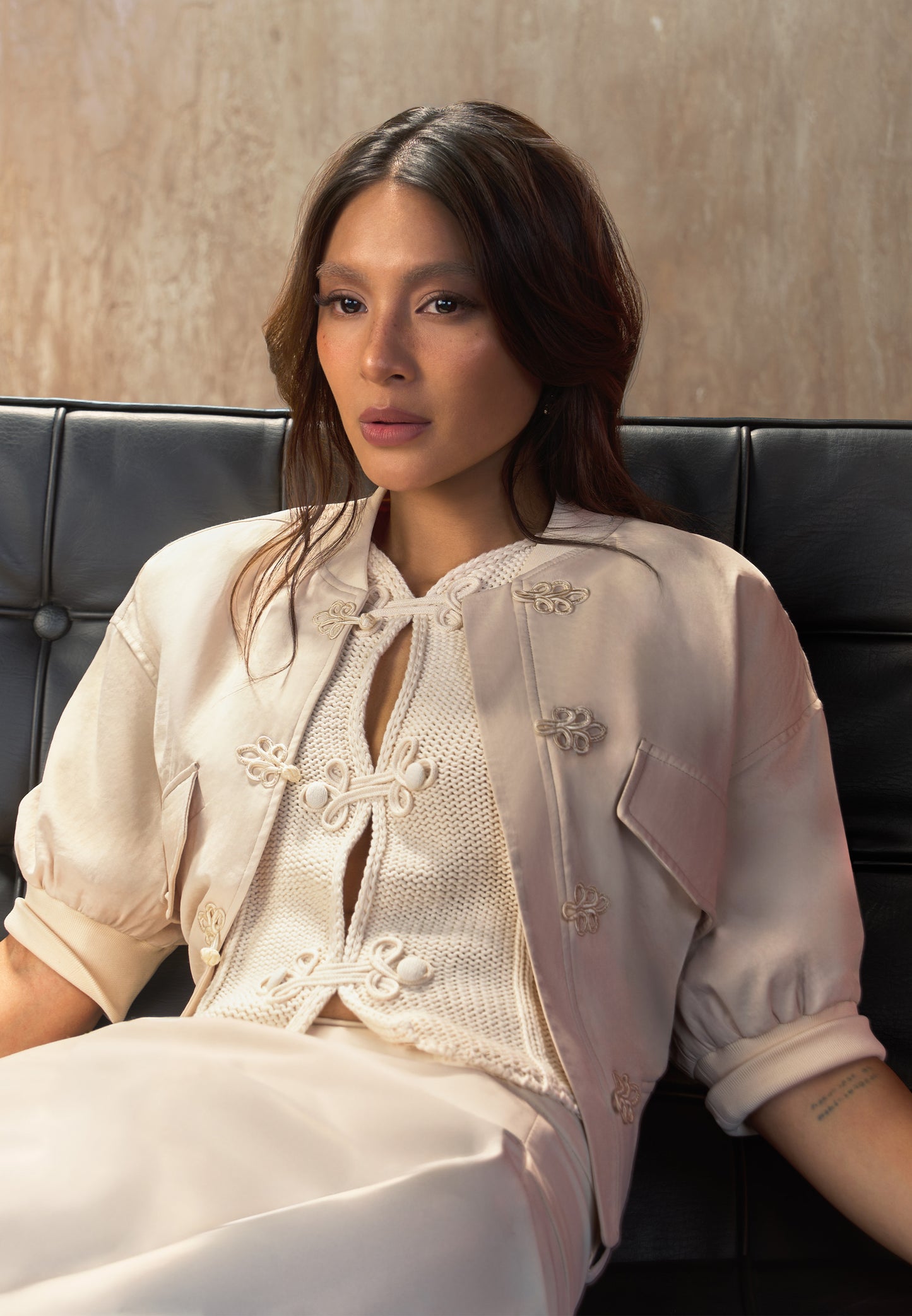 Fellon Quarter Sleeve Top (Cream )