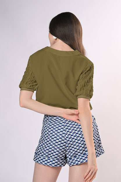 Voyage Honore Short Sleeve Top (Olive)