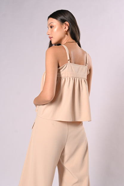 Voyage Harriet Sleeveless Top (Beige)