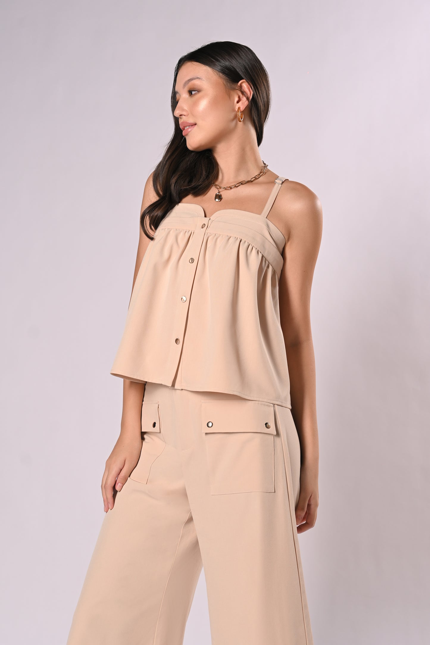 Voyage Harriet Sleeveless Top (Beige)