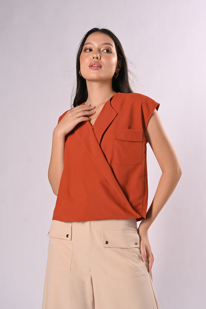 Voyage Haizea Sleeveless Top (Red Orange)