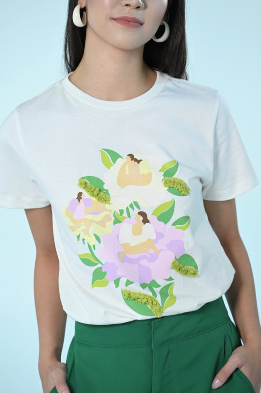 Femininities Kindness Short Sleeve Shirts Top (Off-White)
