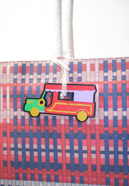 Plains & Prints × Pete Rich Tote Bag W/ Charm (Pink/Green)