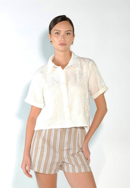 Sari- Sari Calado Short Sleeve Top (Off-white)