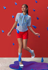 Plains & Prints x Randolf Tulip Barong Knit Short Sleeve Top (Light Blue)